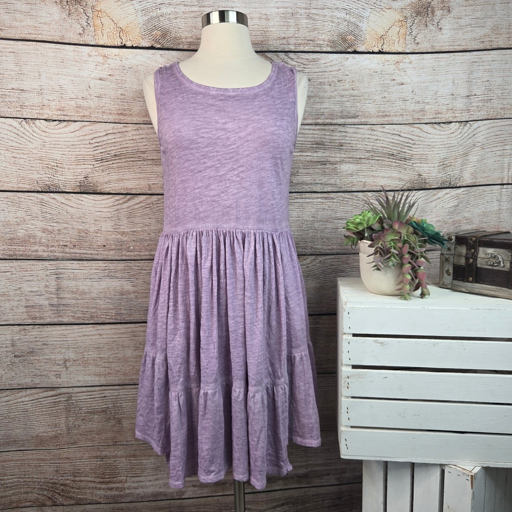 Anthropologie Saturday Sunday Lavender Purple Cotton Tiered Babydoll Dress XSP
